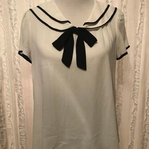 F21 Black & White Sailor Collar Blouse